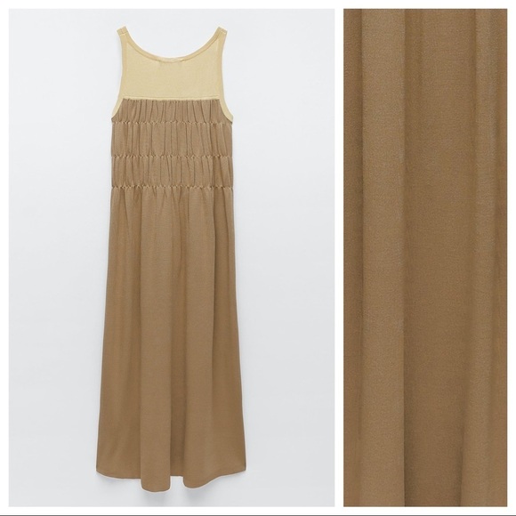 NWT. Zara Limited Edition Brown/Taupe Knitwear Maxi Dress. Size L - Picture 7 of 10